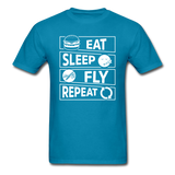 Eat Sleep Fly Repeat v2 - White - Unisex Classic T-Shirt - turquoise