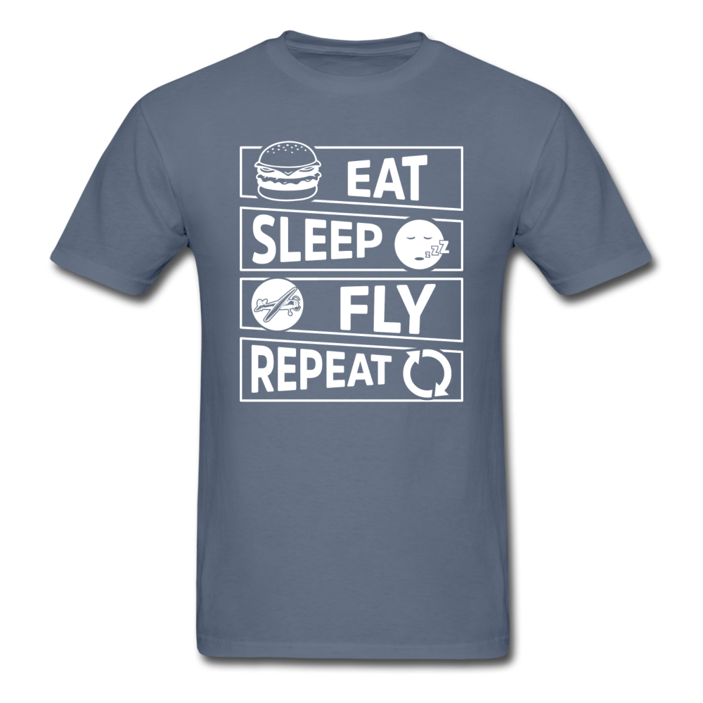 Eat Sleep Fly Repeat v2 - White - Unisex Classic T-Shirt - denim