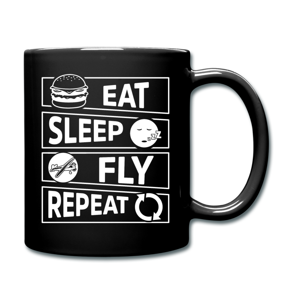 Eat Sleep Fly Repeat v2 - White - Full Color Mug - black