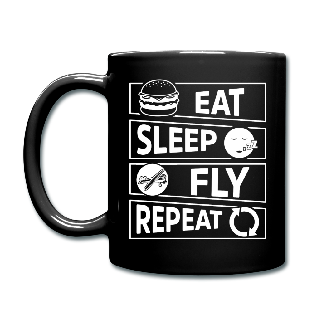 Eat Sleep Fly Repeat v2 - White - Full Color Mug - black