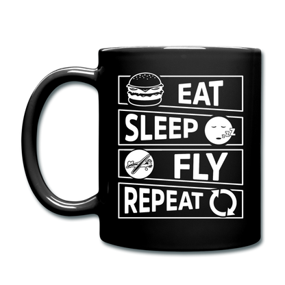 Eat Sleep Fly Repeat v2 - White - Full Color Mug - black