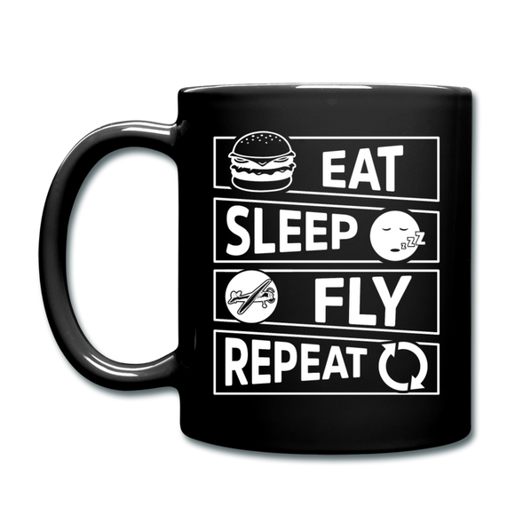 Eat Sleep Fly Repeat v2 - White - Full Color Mug - black