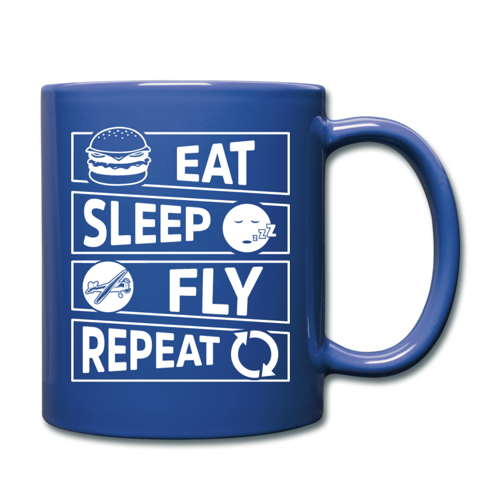 Eat Sleep Fly Repeat v2 - White - Full Color Mug - royal blue