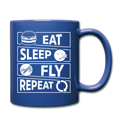 Eat Sleep Fly Repeat v2 - White - Full Color Mug - royal blue