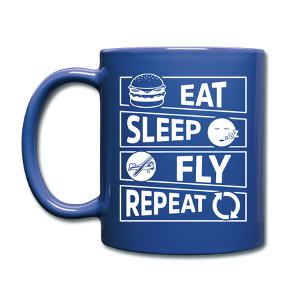 Eat Sleep Fly Repeat v2 - White - Full Color Mug - royal blue