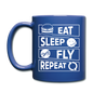 Eat Sleep Fly Repeat v2 - White - Full Color Mug - royal blue