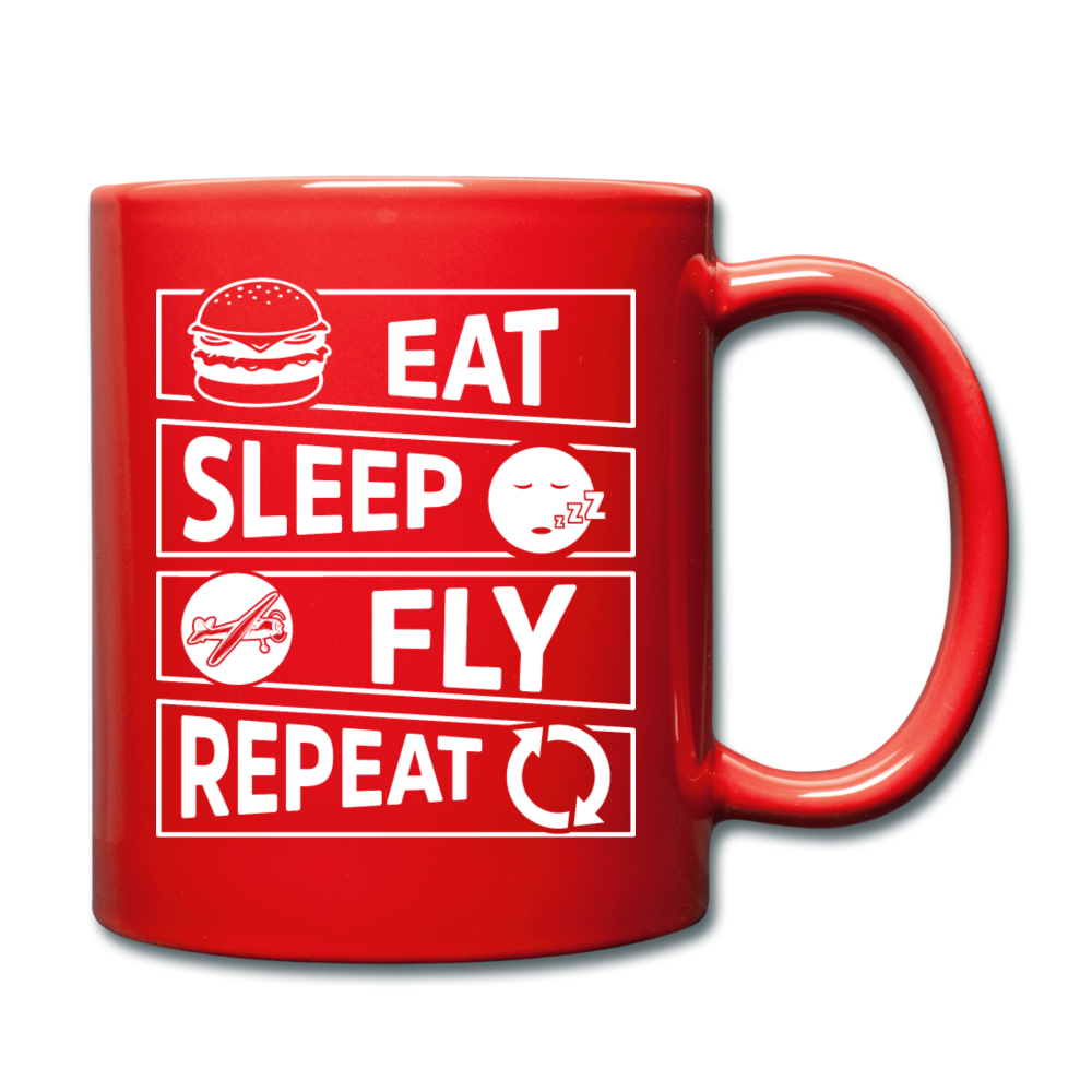 Eat Sleep Fly Repeat v2 - White - Full Color Mug - red