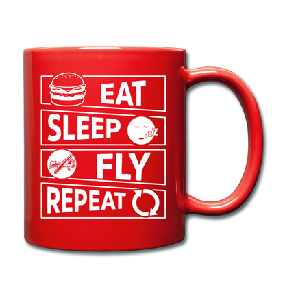 Eat Sleep Fly Repeat v2 - White - Full Color Mug - red