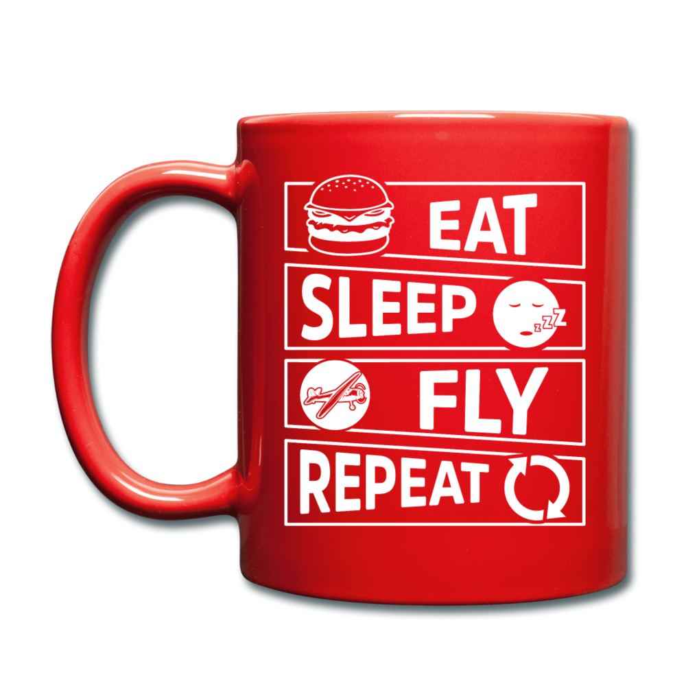 Eat Sleep Fly Repeat v2 - White - Full Color Mug - red