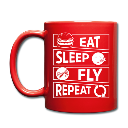 Eat Sleep Fly Repeat v2 - White - Full Color Mug - red