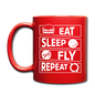 Eat Sleep Fly Repeat v2 - White - Full Color Mug - red