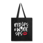 Red Lips Wine Sips - White - Tote Bag - black