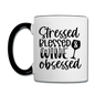 Stressed Blessed Wine Obsessed - Black - Contrast Coffee Mug - white/black