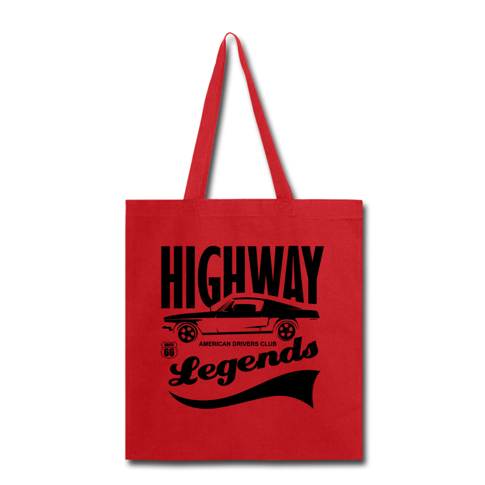 Highway Legends - Black - Tote Bag - red