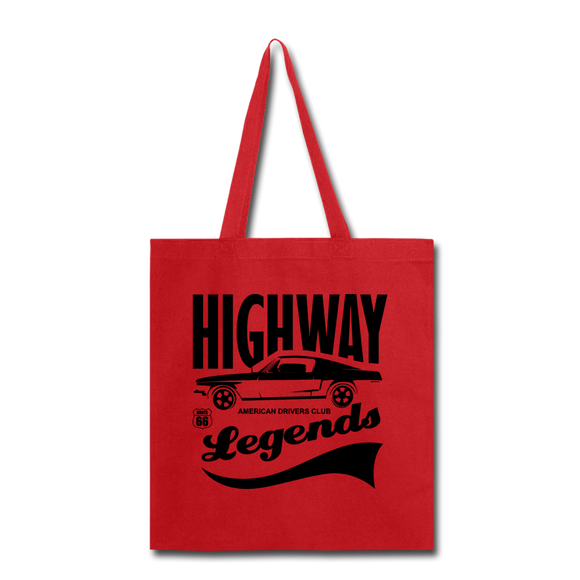 Highway Legends - Black - Tote Bag - red
