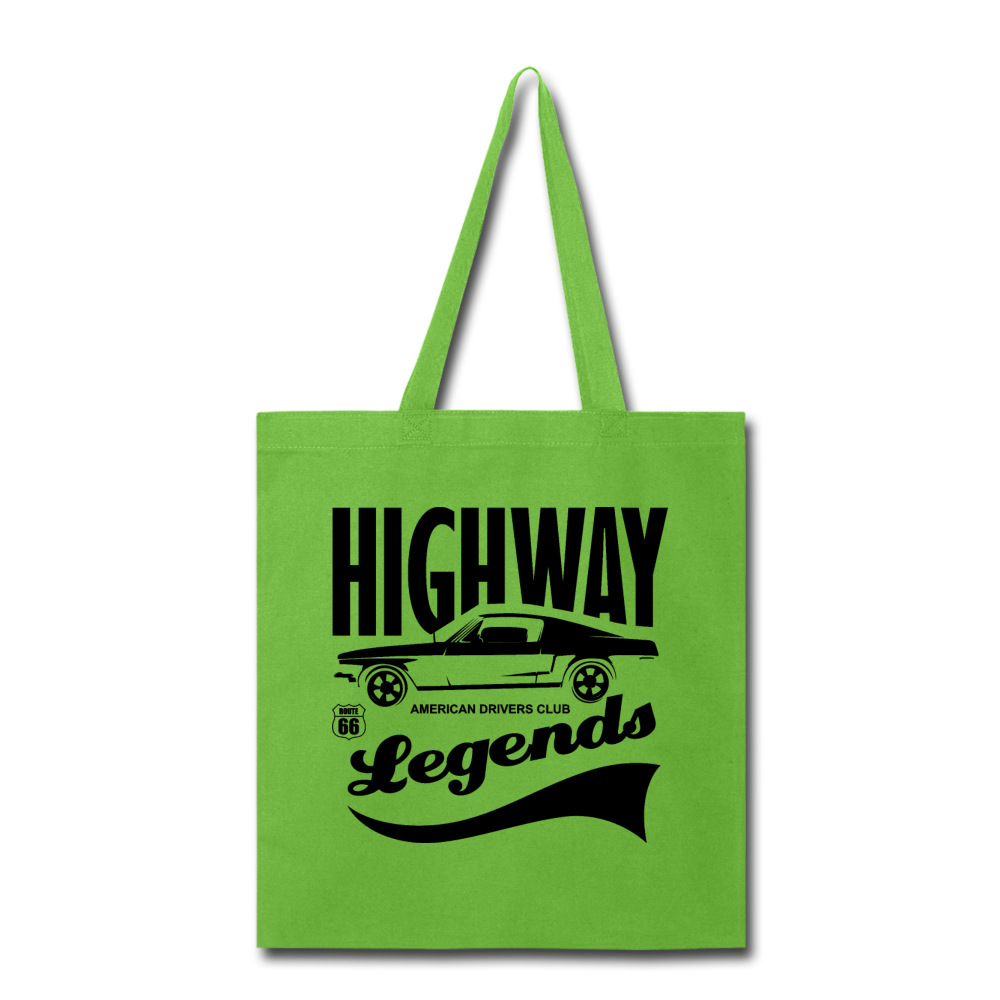 Highway Legends - Black - Tote Bag - lime green