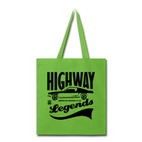 Highway Legends - Black - Tote Bag - lime green