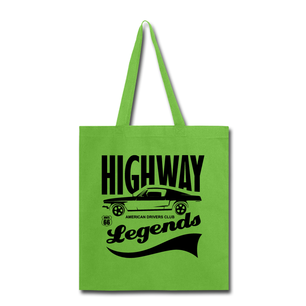 Highway Legends - Black - Tote Bag - lime green