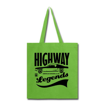 Highway Legends - Black - Tote Bag - lime green