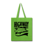 Highway Legends - Black - Tote Bag - lime green