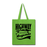 Highway Legends - Black - Tote Bag - lime green