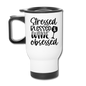 Stressed Blessed Wine Obsessed - Black - Travel Mug - white