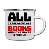 I Care About Are Books - Black - Camper Mug - white