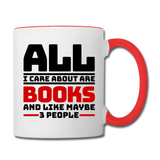 I Care About Are Books - Black - Contrast Coffee Mug - white/red