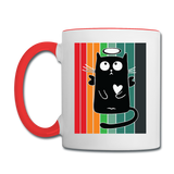 Retro Good Black Cat - Contrast Coffee Mug - white/red