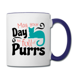 May Your Day Be Full Of Purrs - Contrast Coffee Mug - white/cobalt blue