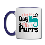 May Your Day Be Full Of Purrs - Contrast Coffee Mug - white/cobalt blue