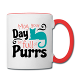 May Your Day Be Full Of Purrs - Contrast Coffee Mug - white/red