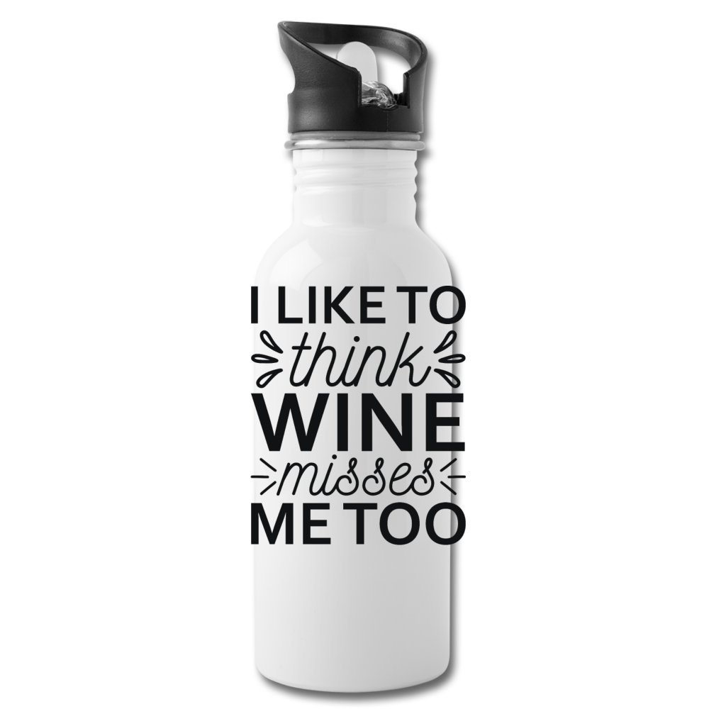 Wine Misses Me Too - Black - Water Bottle - white