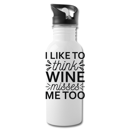 Wine Misses Me Too - Black - Water Bottle - white