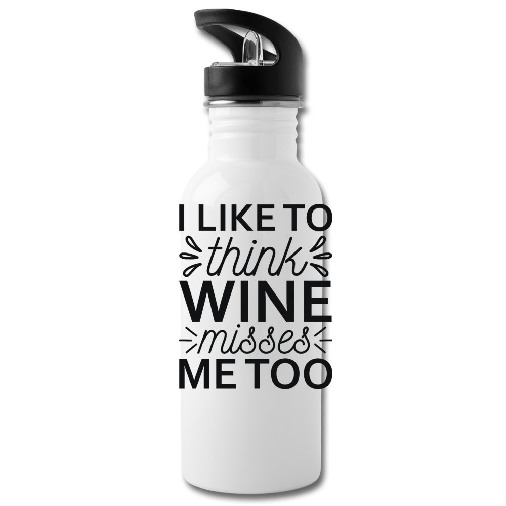 Wine Misses Me Too - Black - Water Bottle - white