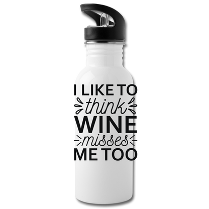 Wine Misses Me Too - Black - Water Bottle - white