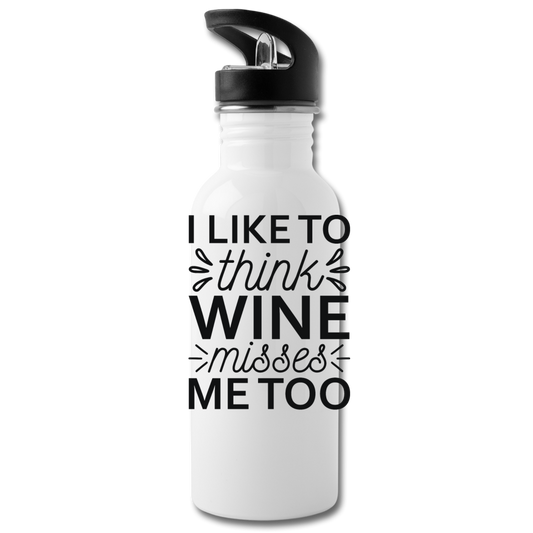 Wine Misses Me Too - Black - Water Bottle - white