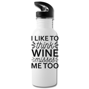 Wine Misses Me Too - Black - Water Bottle - white