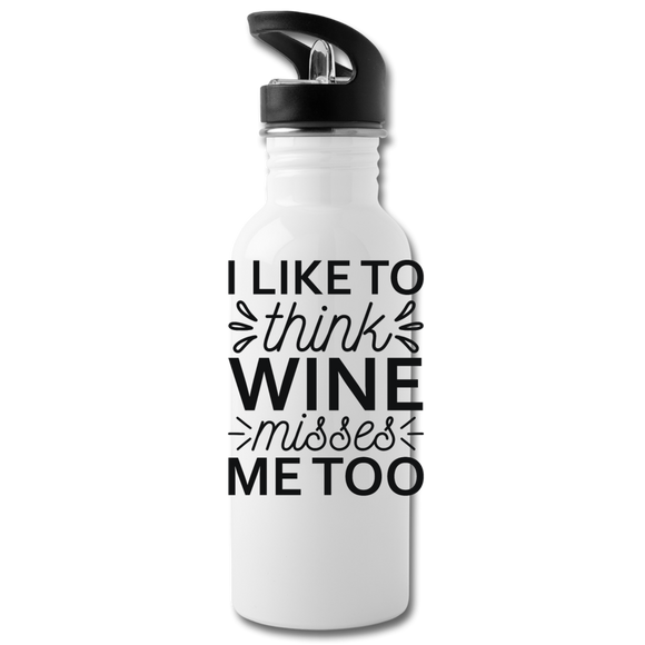 Wine Misses Me Too - Black - Water Bottle - white