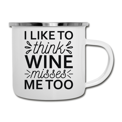 Wine Misses Me Too - Black - Camper Mug - white