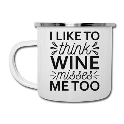 Wine Misses Me Too - Black - Camper Mug - white