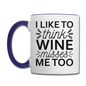 Wine Misses Me Too - Black - Contrast Coffee Mug - white/cobalt blue