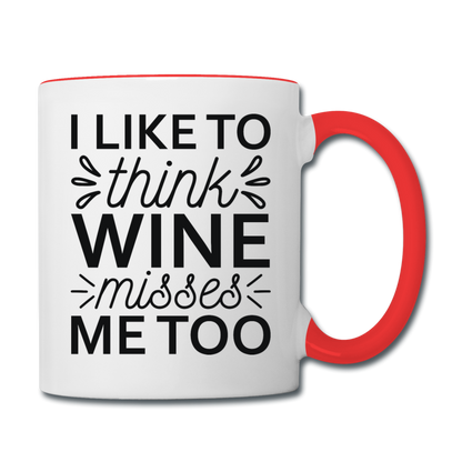 Wine Misses Me Too - Black - Contrast Coffee Mug - white/red