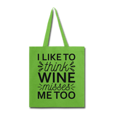 Wine Misses Me Too - Black - Tote Bag - lime green