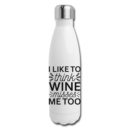 Wine Misses Me Too - Black - Insulated Stainless Steel Water Bottle - white