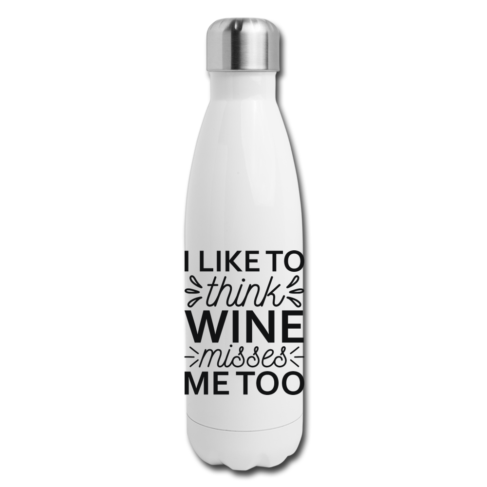 Wine Misses Me Too - Black - Insulated Stainless Steel Water Bottle - white