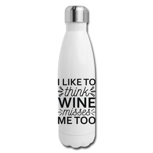Wine Misses Me Too - Black - Insulated Stainless Steel Water Bottle - white