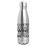 Wine Misses Me Too - Black - Insulated Stainless Steel Water Bottle - silver