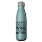 Wine Misses Me Too - Black - Insulated Stainless Steel Water Bottle - turquoise glitter