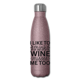 Wine Misses Me Too - Black - Insulated Stainless Steel Water Bottle - pink glitter